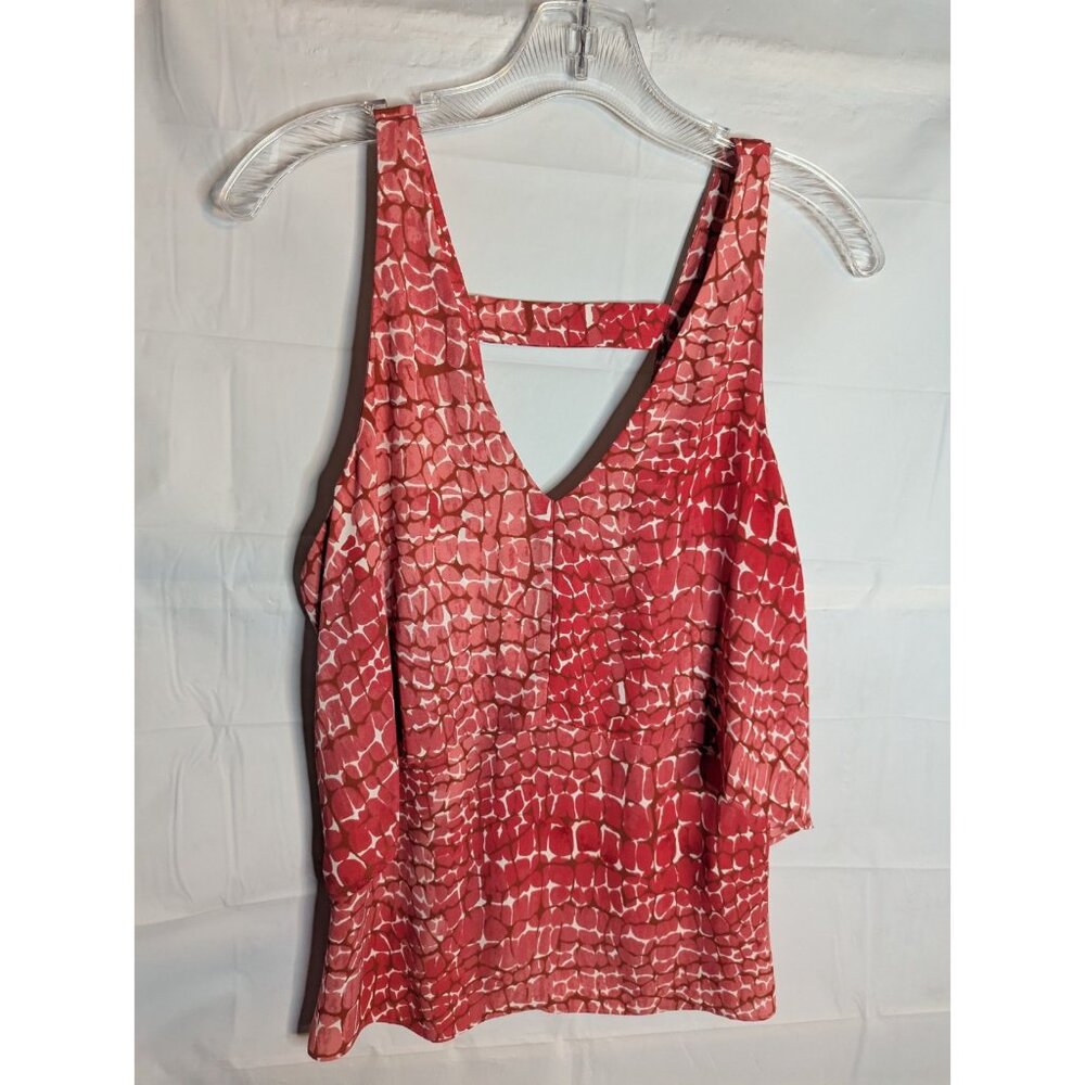 WHITE HOUSE BLACK MARKET Tank Top Tunic Layered Geometric Strappy Back Boho XS